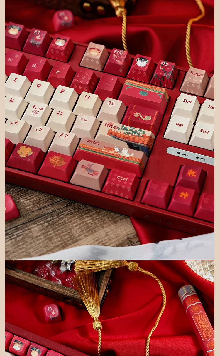 #0268 Red Forbidden City Cat Keycap Cherry/FOA Profile (not Including Keyboard)