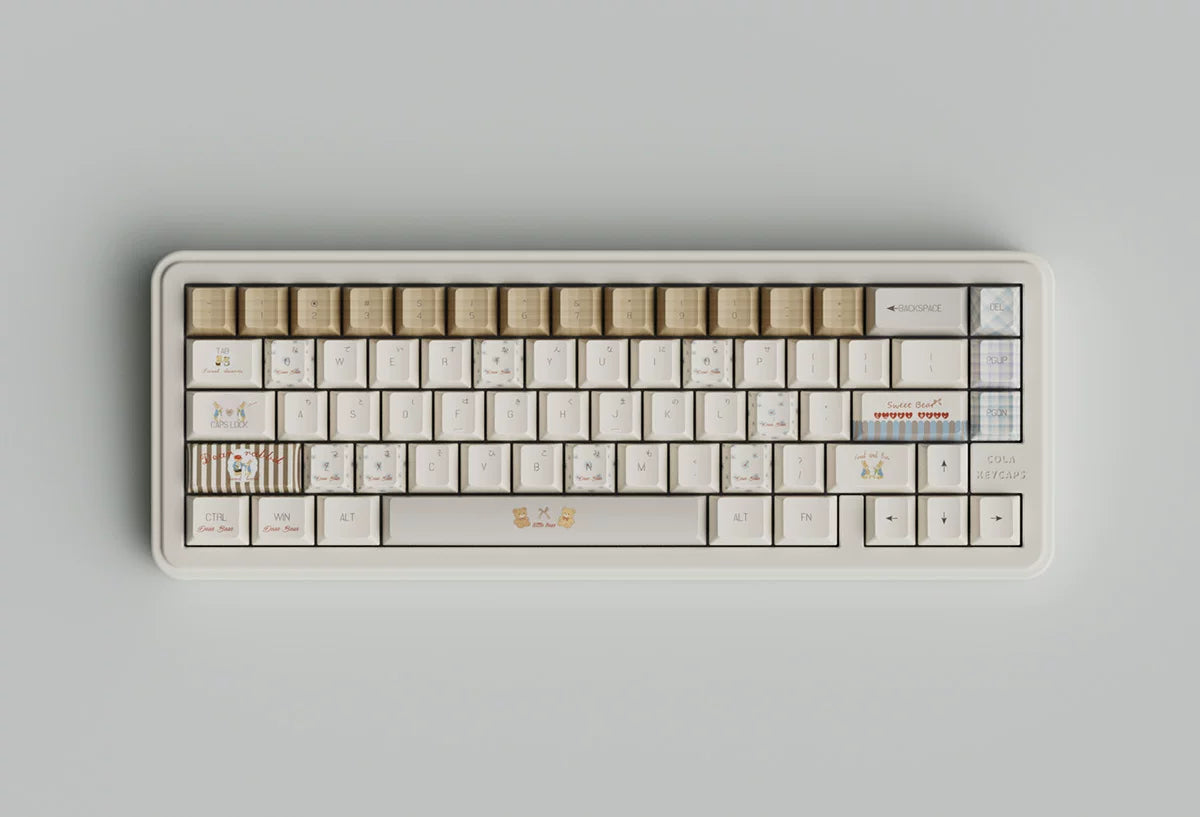 #0283 Milk Coffee Bear Cream Letter Tea Party Keycap Cherry Profile Designed By COLA