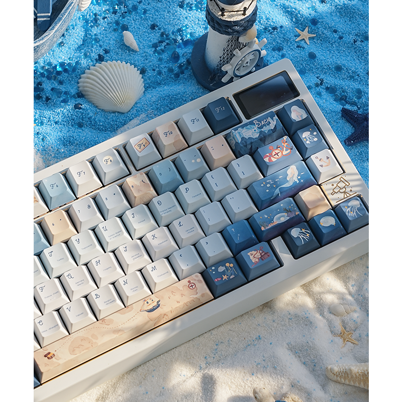 085 Nautical Chart Blue Retro Ocean Theme 138-keys Keycap