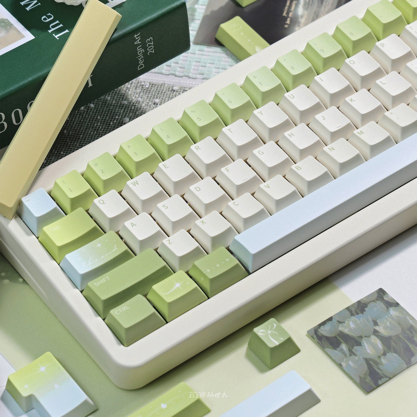 034 Sleepy Rain Simple Fresh Green Cherry Profile Keycaps 139 keys