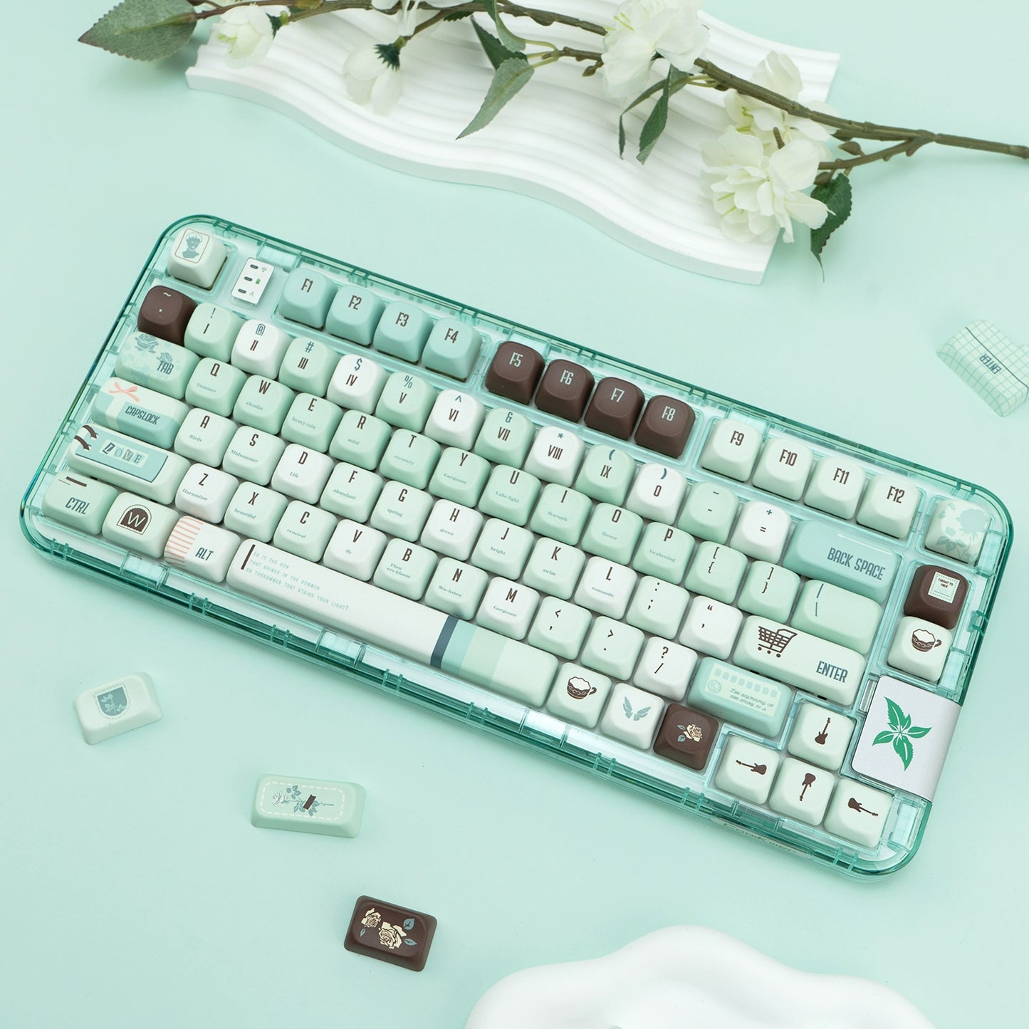 #0241 Mint Chocolate Mambo Keycap Green Brown Keycap Cherry Profile (not including keyboard)