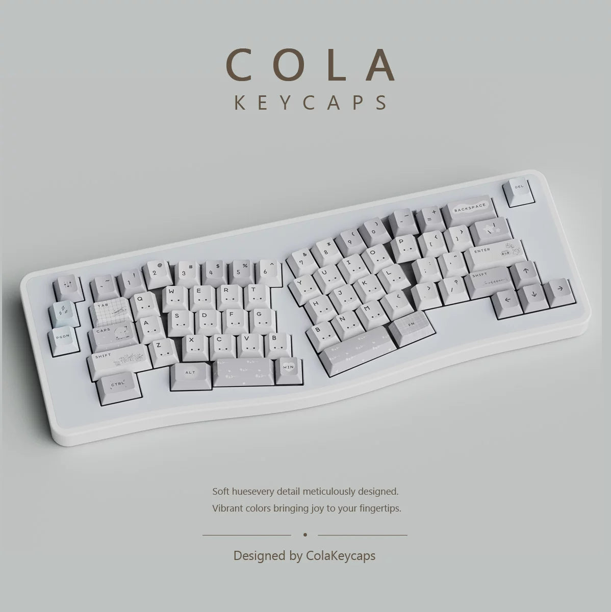 #0285 Gray Ins Kaomoji Cute Minimalist Keycap Cherry Profile Designed By Colakeycaps