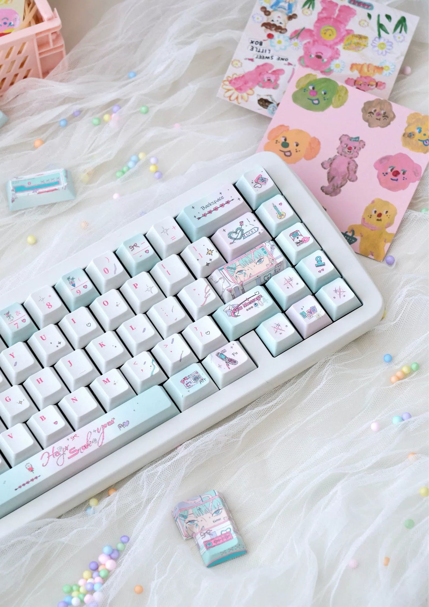 #0225 Green Jubilee Mint Keycap Cherry Profile Designed By LilyX Labs（not including keyboard)