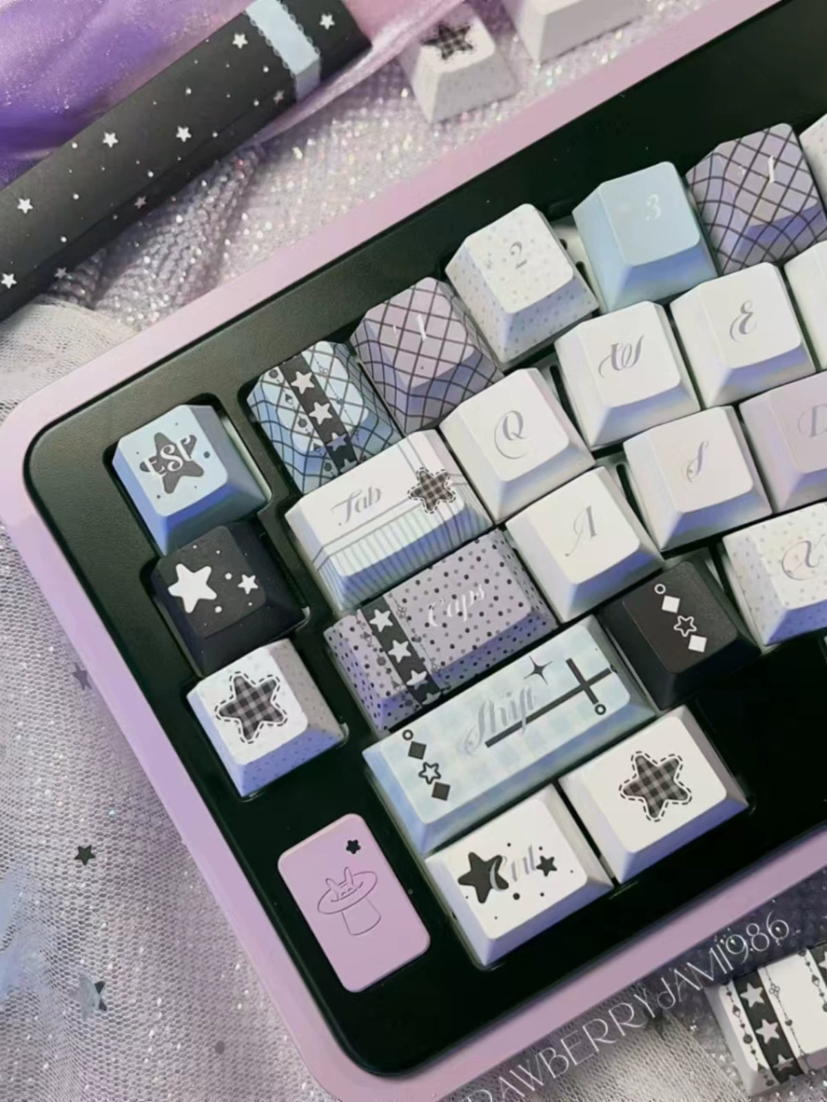 099 Blue Purple Black Star Dream Keycap Cherry Profile