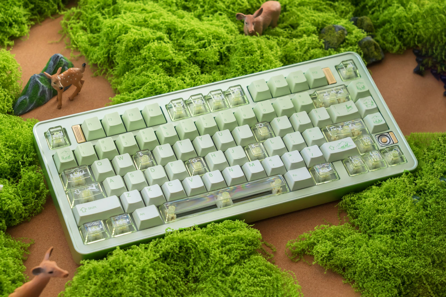 #0216 Fresh Green Dearwood Whisper Keycap Set Cherry Profile PBT146+PC115  （not including keyboard）