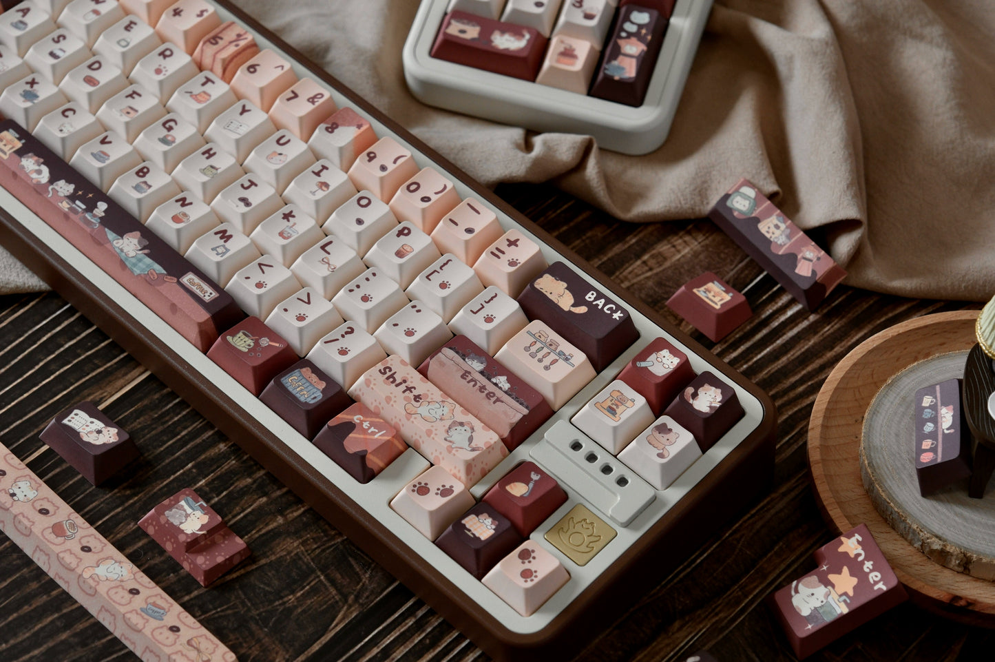 LilyX Lab Meow Cafe Cute Vintage Cherry/SOA Profile Keycap 138-keys