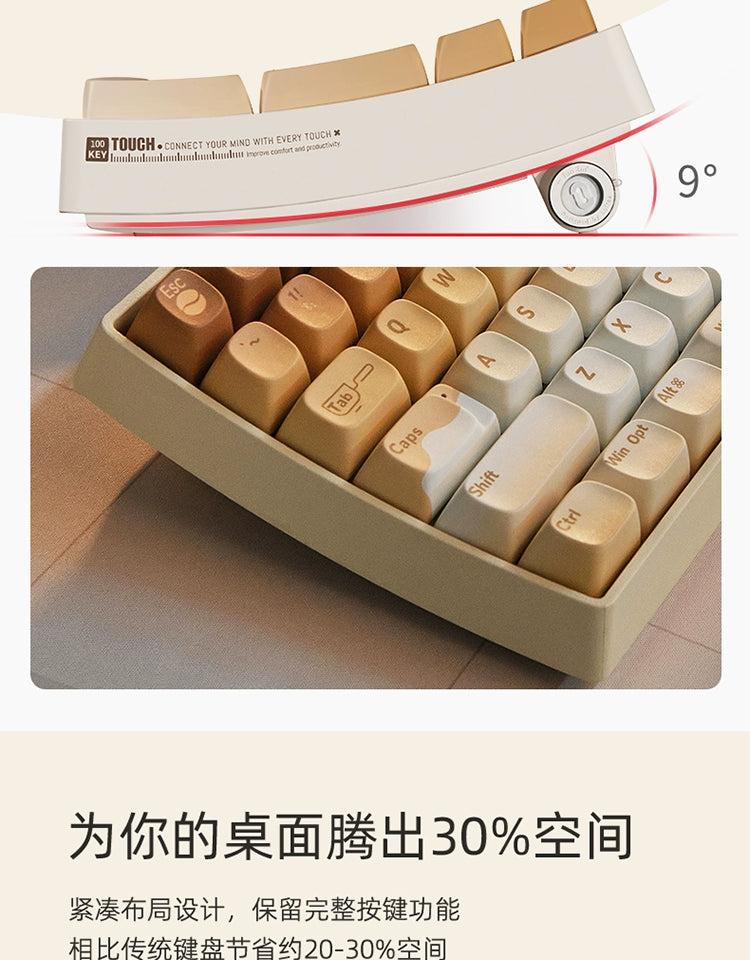 Creamy Thock Lofree milk coffee three-mode wireless Bluetooth mechanical keyboard, cute girl high-value keyboard