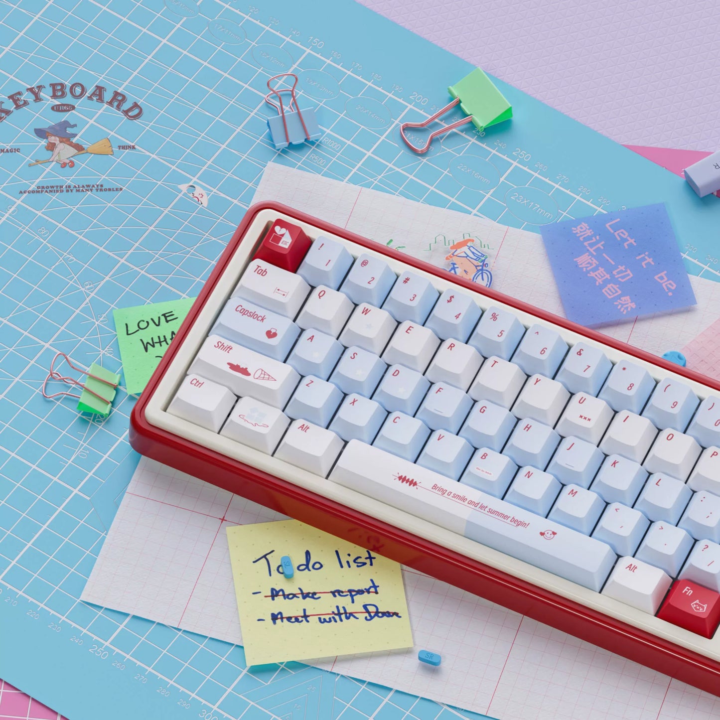 UR65 Blue/Pink/Red Mechanical Customized Keyboard (Tri-mode Gasket Hot Swap RGB Support QMK/VIA)