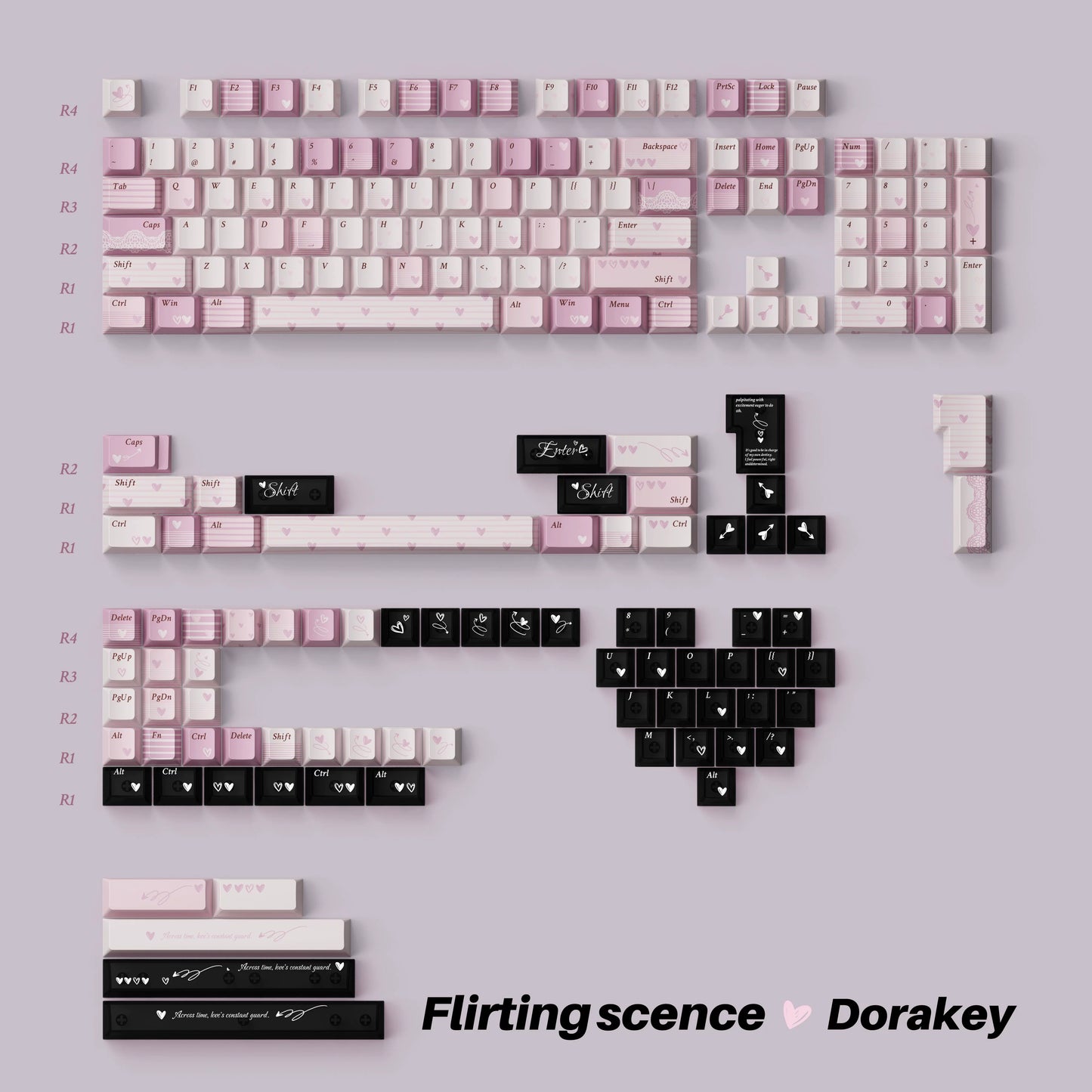 #0220 Heart-Pounding Black Pink Keycap Designed By Dorakey