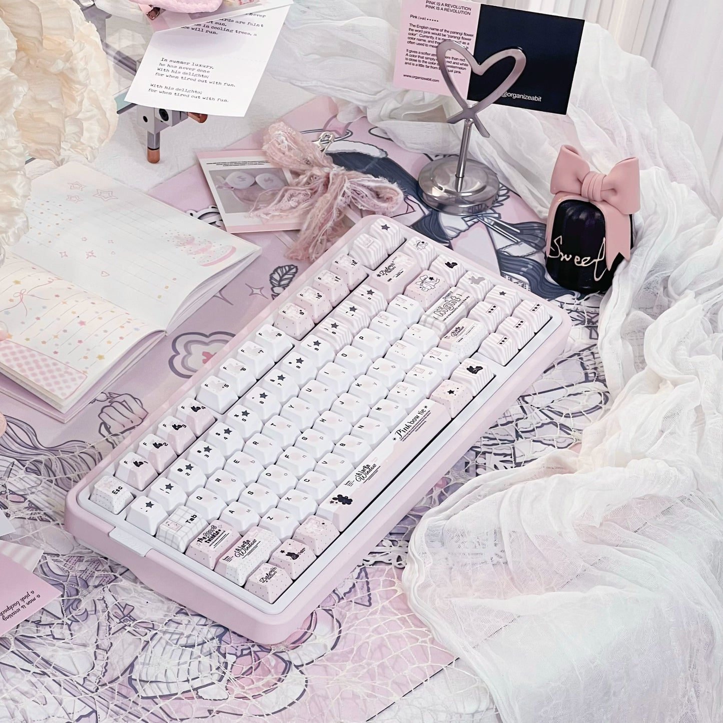 #0240 Pale Pink Grandules of Emotion Keycap Cherry Profile Designed by Dirty Cat Studio (not Including Keyboard)