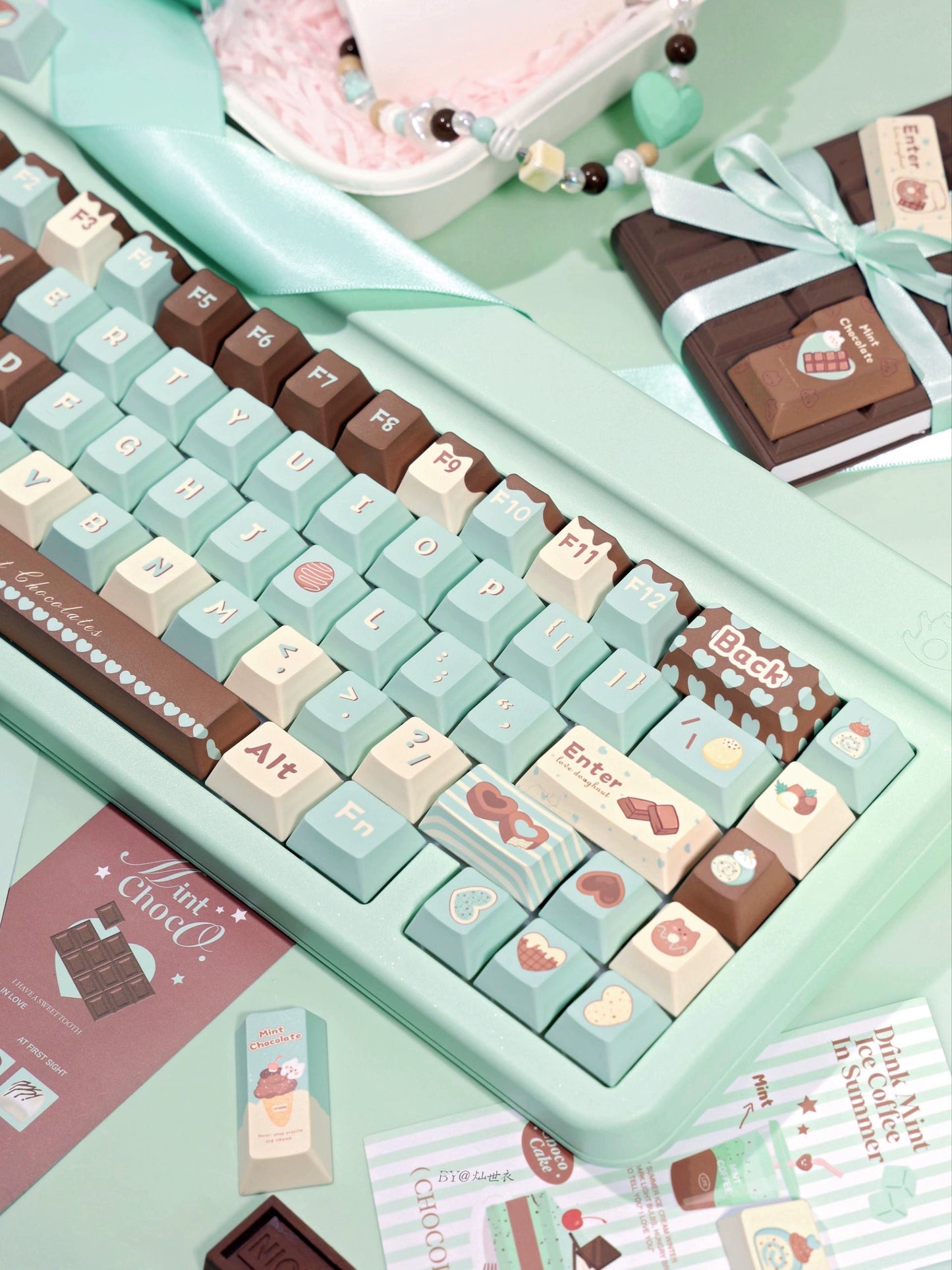 012 Mint Chocolate Keycaps Cherry Profile