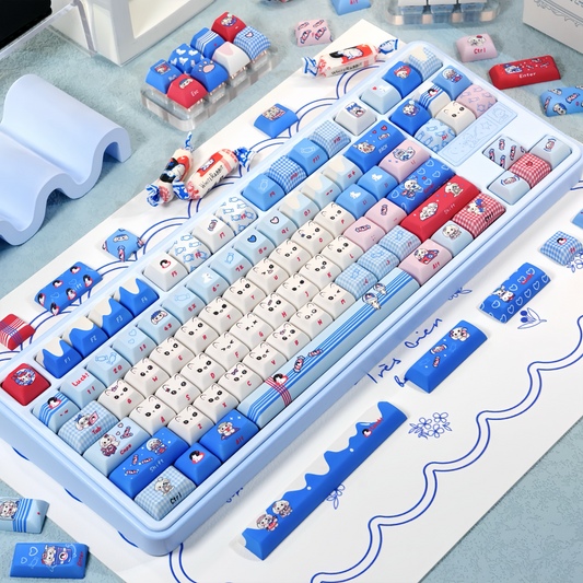 139 Rabbit KCA Profile140-key White And Blue Cute Keycap Designed By Maorbeng