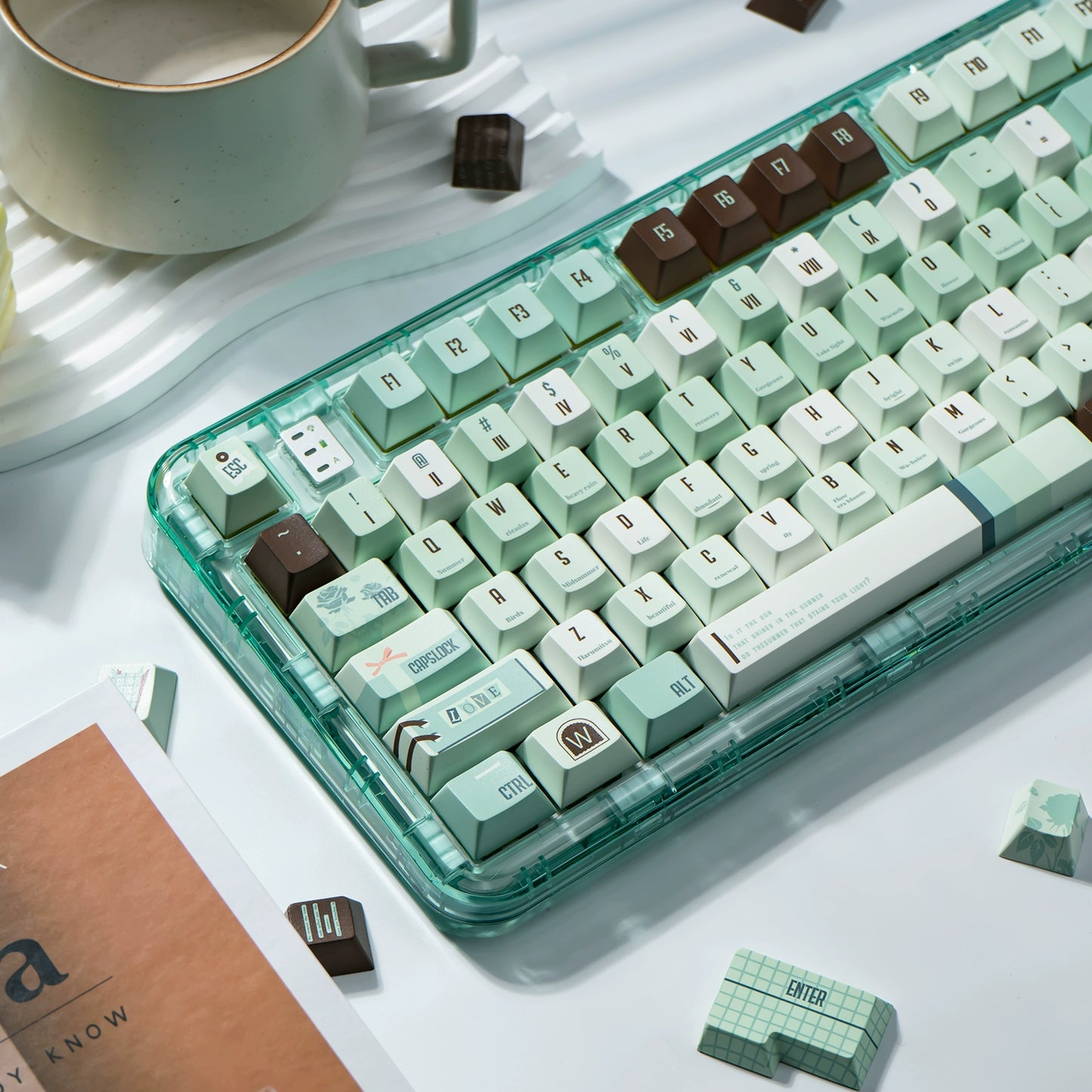 #0241 Mint Chocolate Mambo Keycap Green Brown Keycap Cherry Profile (not including keyboard)