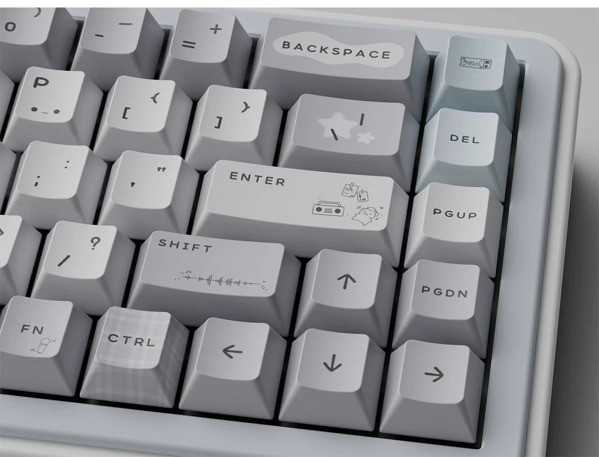 #0285 Gray Ins Kaomoji Cute Minimalist Keycap Cherry Profile Designed By Colakeycaps
