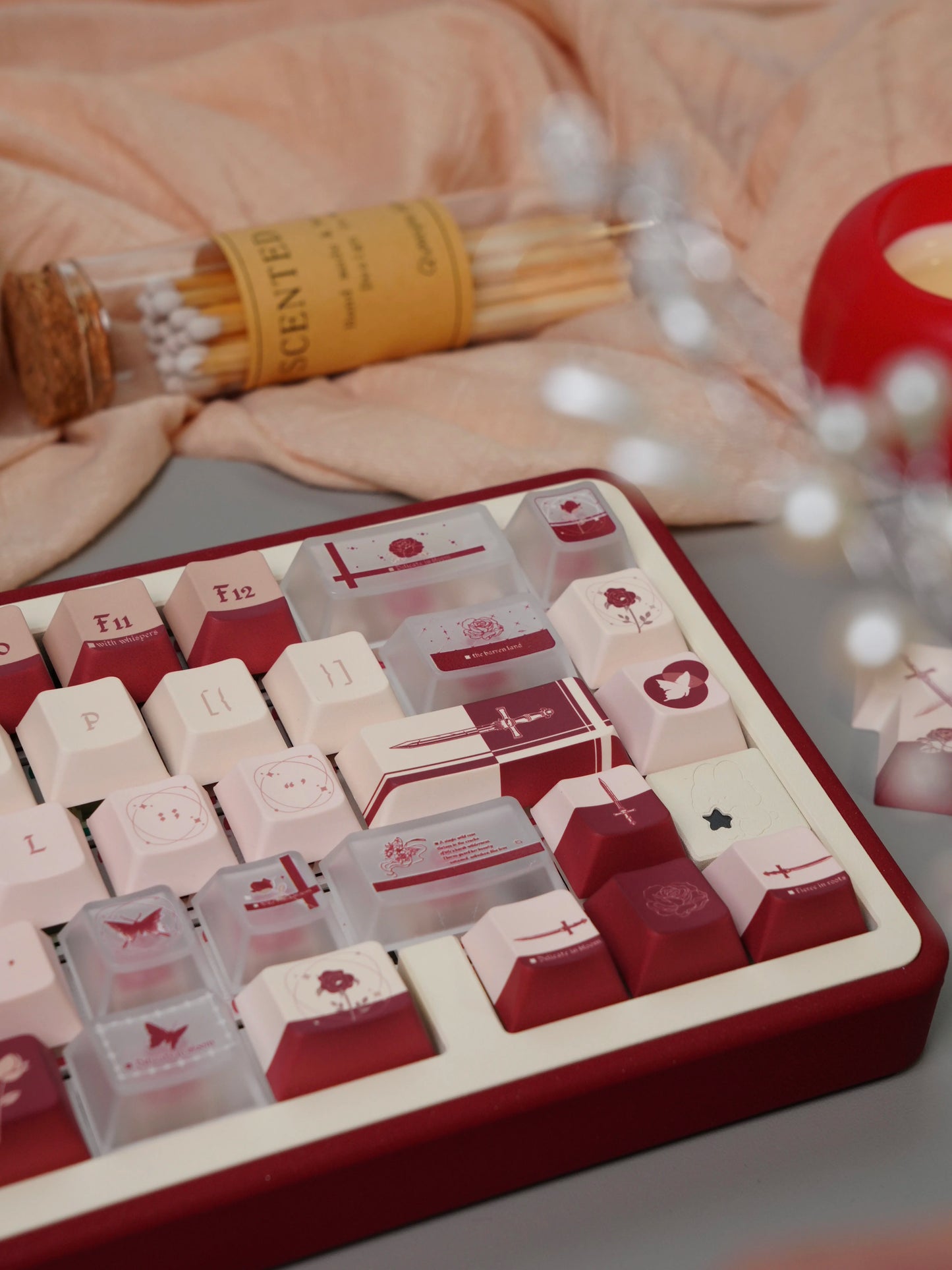 #0277 Wild Rose Keycap Retro Red Velvet Premium Designed By Miller