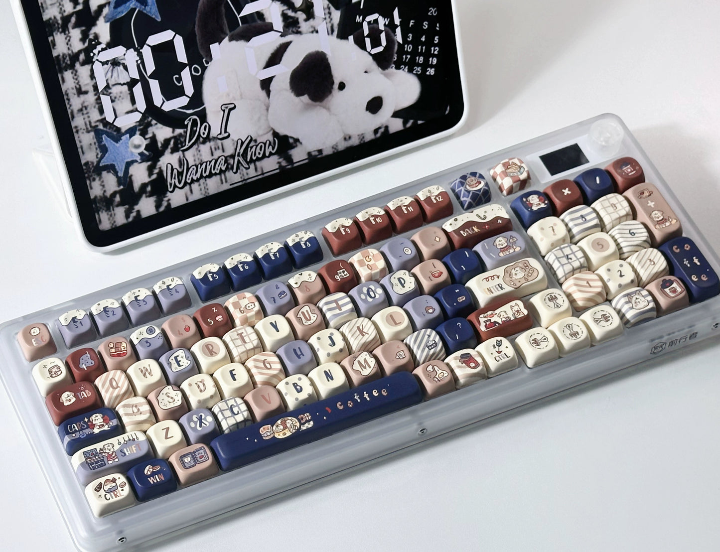 029 Coffee Doggy Puppy Keycaps Cute Keycaps Customized Keyboard Mechanical Keycaps 140 keys