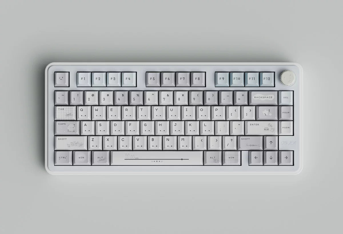 #0285 Gray Ins Kaomoji Cute Minimalist Keycap Cherry Profile Designed By Colakeycaps