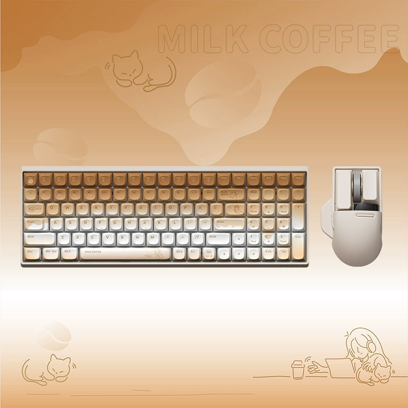 Creamy Thock Lofree milk coffee three-mode wireless Bluetooth mechanical keyboard, cute girl high-value keyboard