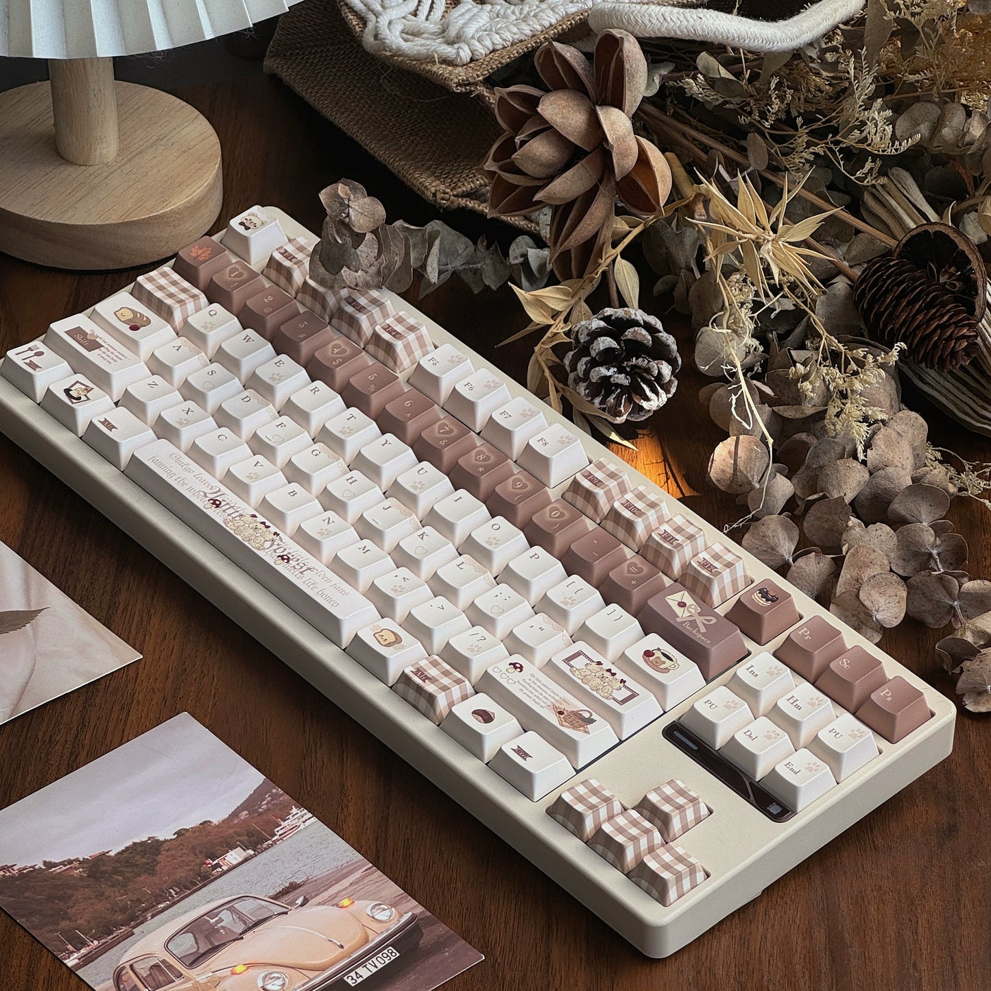 #0245 Mocha Bear Cute Brown Beige Keycap Cherry Profile（not including keyboard）