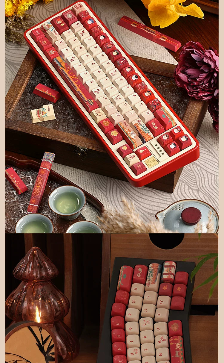 #0268 Red Forbidden City Cat Keycap Cherry/FOA Profile (not Including Keyboard)
