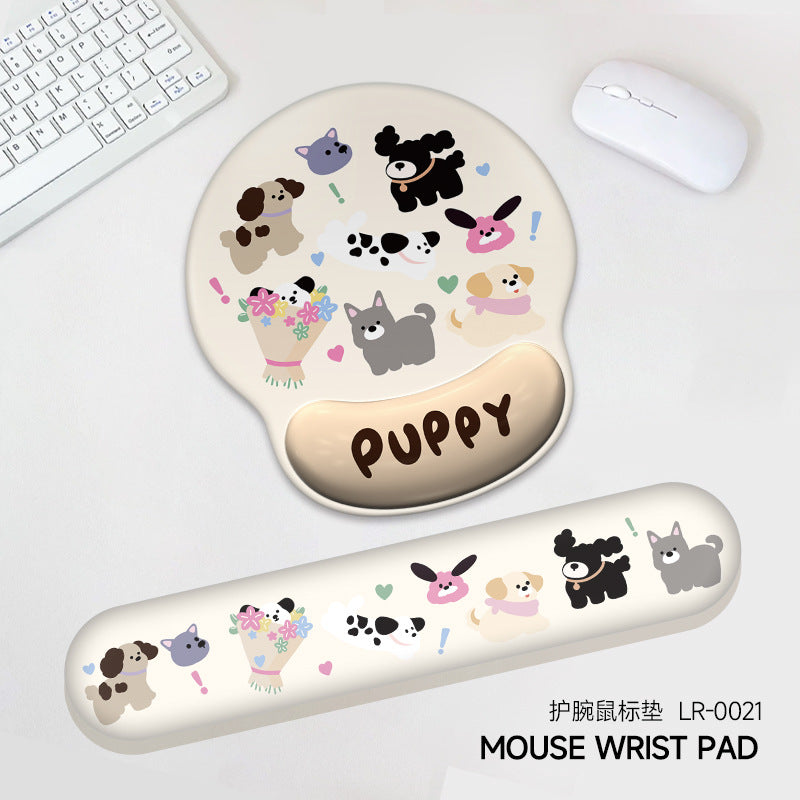 Pastel Blue Creamy White Cute Rabbit Milky Candy Mouse Pad Wrist Rest Pad Keyboard Study Supplies Office Must-have