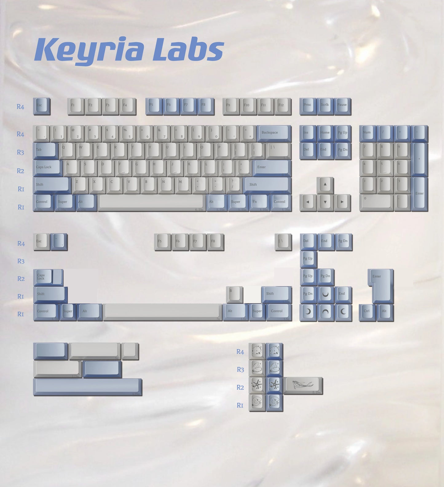 Silver Pearl Tears Cherry Profile Keycaps Keyria Labs Design