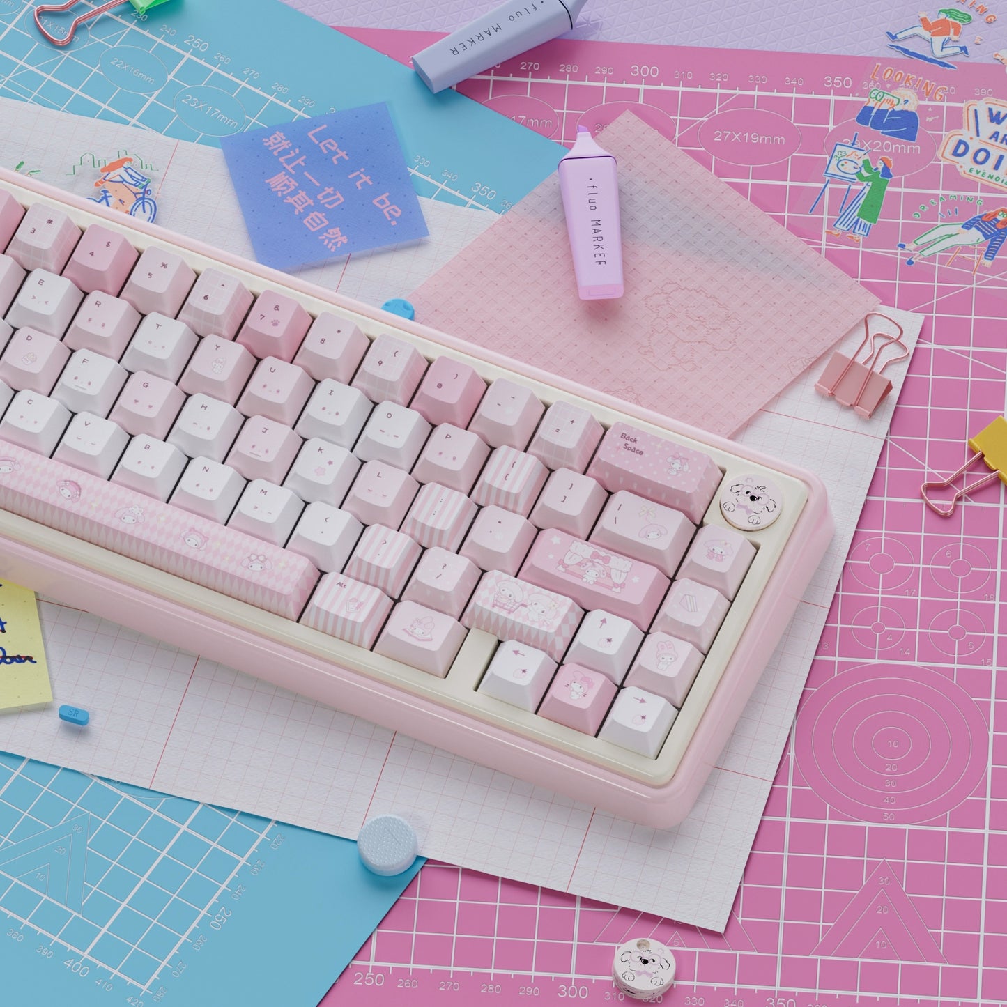UR65 Blue/Pink/Red Mechanical Customized Keyboard (Tri-mode Gasket Hot Swap RGB Support QMK/VIA)