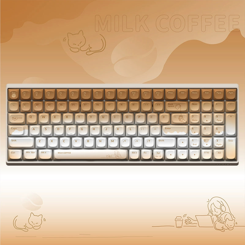 Creamy Thock Lofree milk coffee three-mode wireless Bluetooth mechanical keyboard, cute girl high-value keyboard