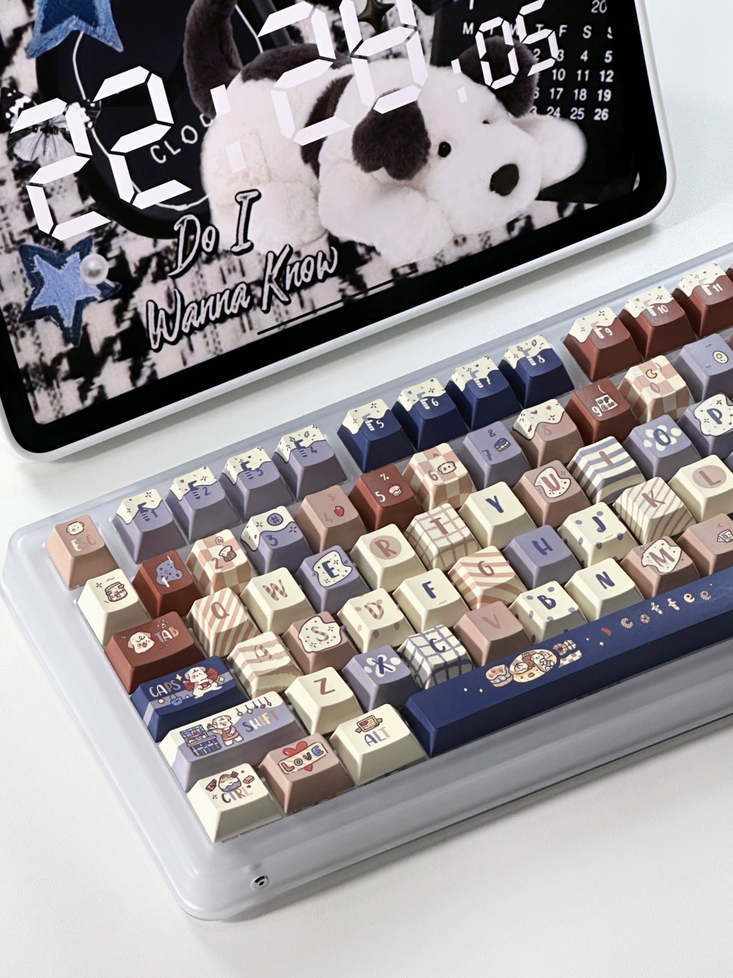 029 Coffee Doggy Puppy Keycaps Cute Keycaps Customized Keyboard Mechanical Keycaps 140 keys