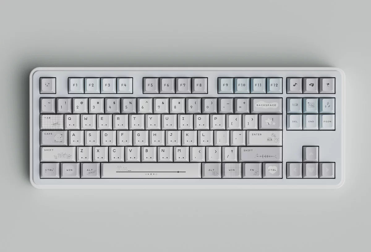 #0285 Gray Ins Kaomoji Cute Minimalist Keycap Cherry Profile Designed By Colakeycaps