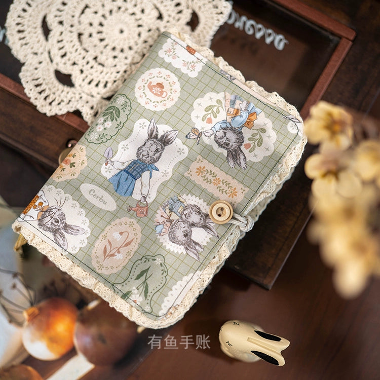 A5A6 loose-leaf garden flower lace pastel green princess rabbit small retro handbook scratch craft notebook