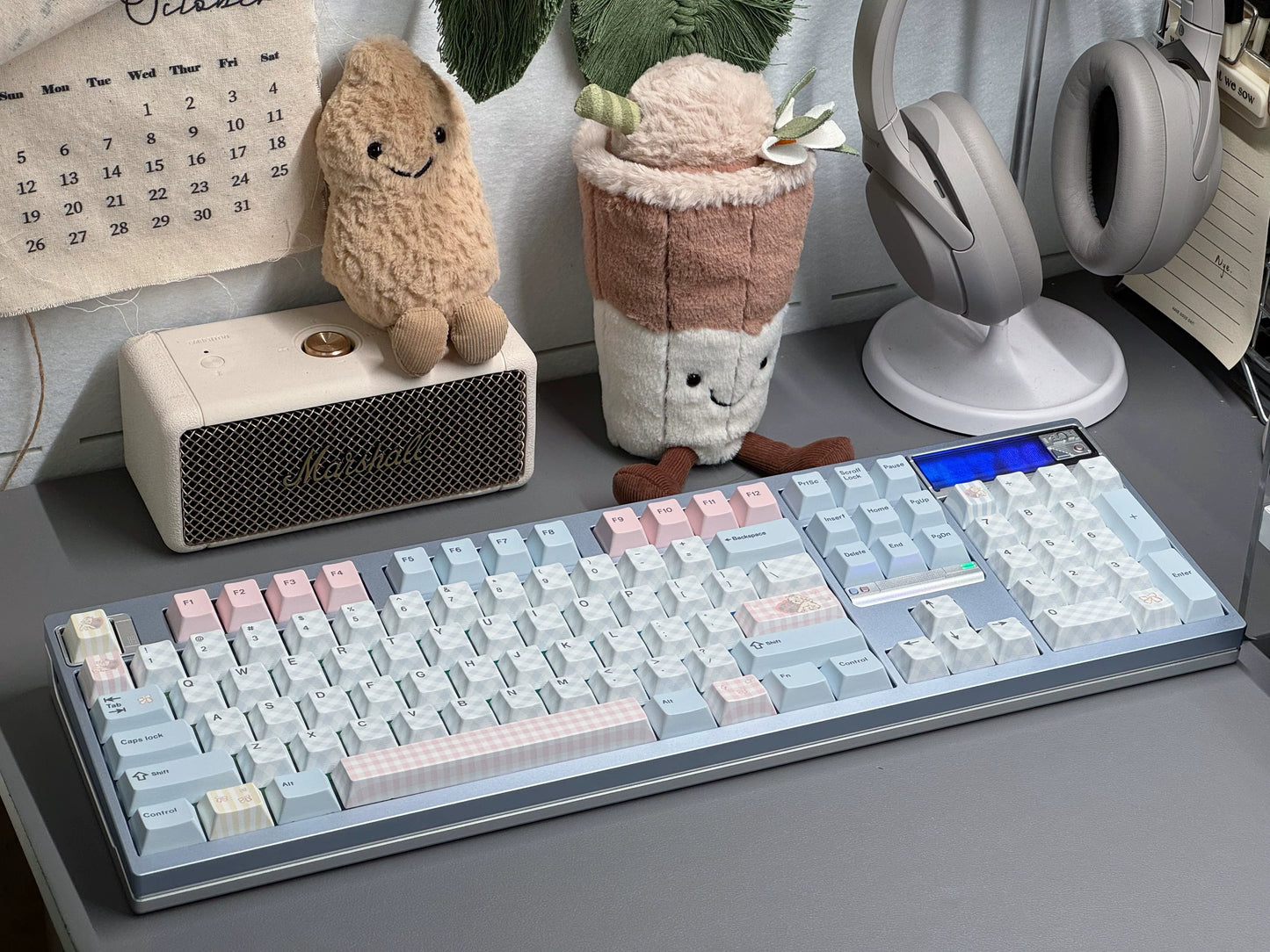 #0260 Pale Blue Pink Sweet Sheep Dream Cherry Profile Keycap Set Designed By Keyria Labs (not Including Keyboard)