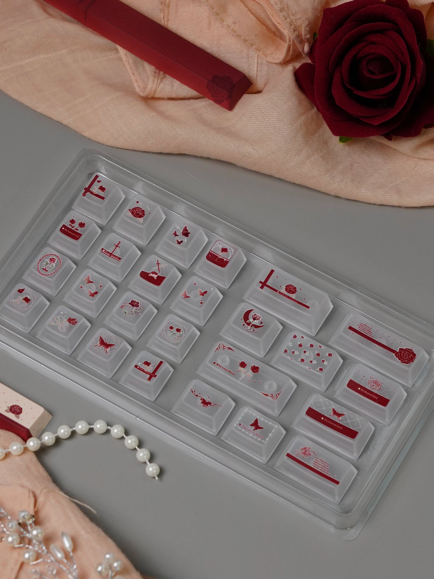 #0277 Wild Rose Keycap Retro Red Velvet Premium Designed By Miller