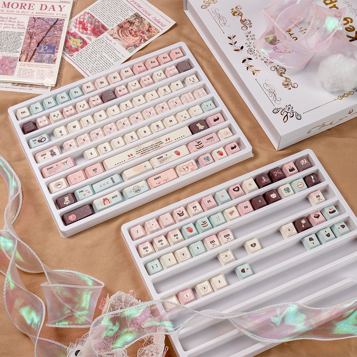 #0272 Velvet Strawberry PBT+PC Frosted Keycaps Cherry / MOA Profile Designed By URE
