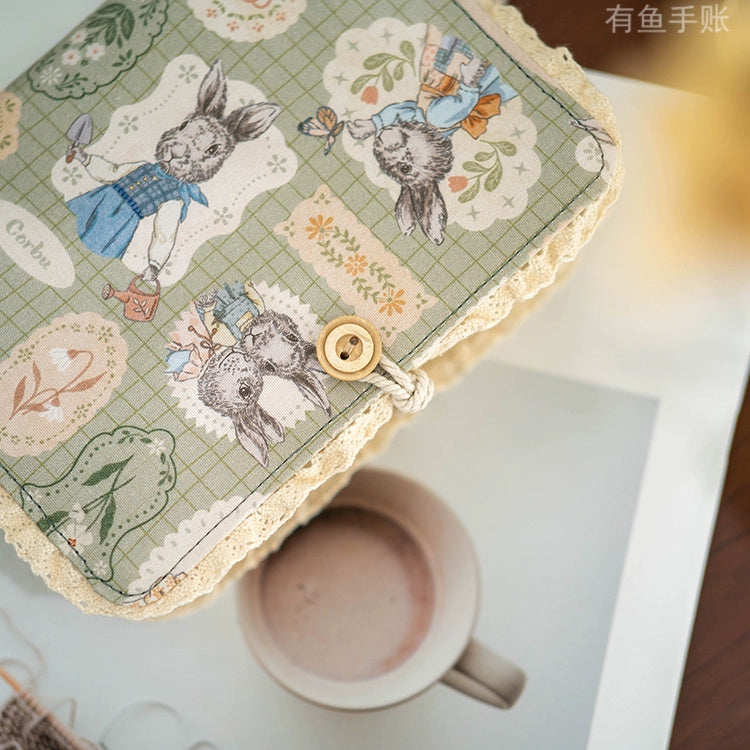 A5A6 loose-leaf garden flower lace pastel green princess rabbit small retro handbook scratch craft notebook