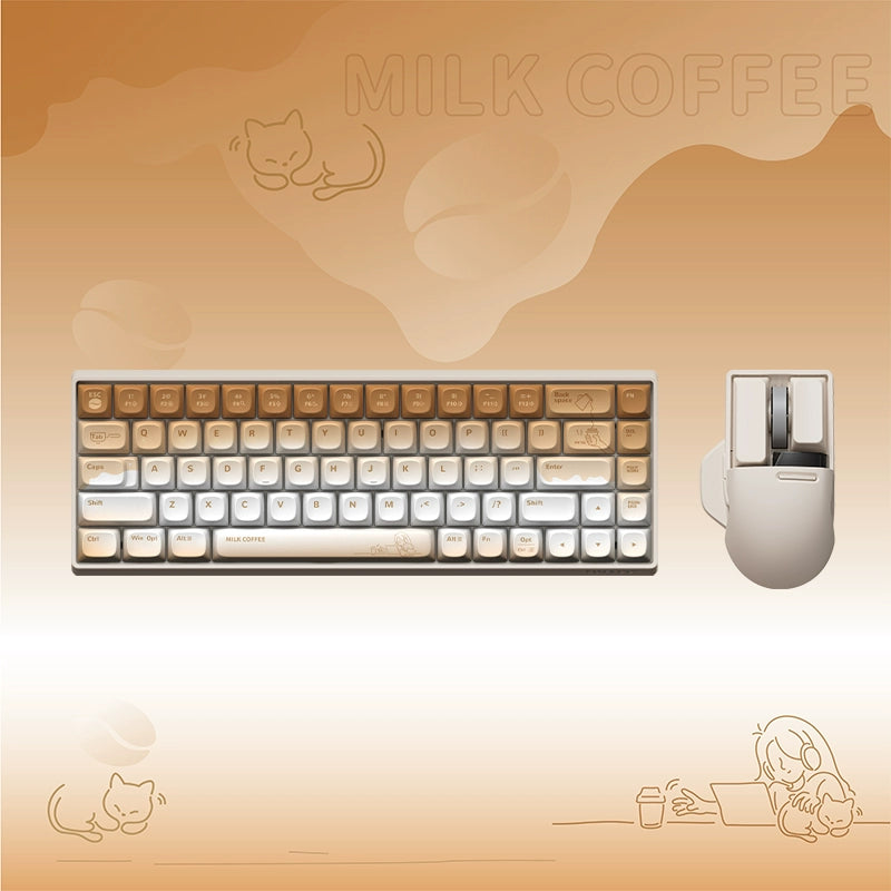 Creamy Thock Lofree milk coffee three-mode wireless Bluetooth mechanical keyboard, cute girl high-value keyboard