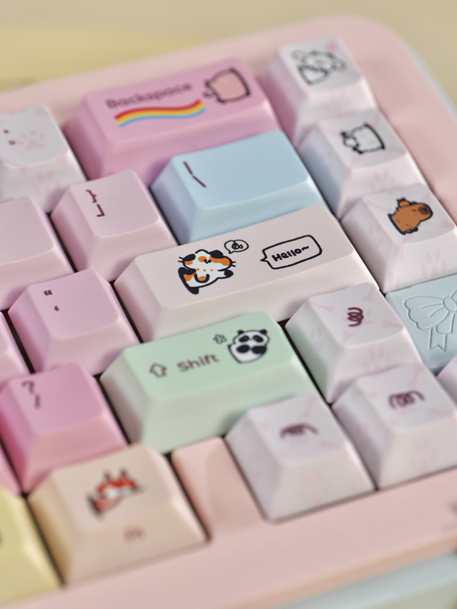 #0282 Cute Macaron Little Pet Keycaps Cherry Profile Designed By SINOKEY