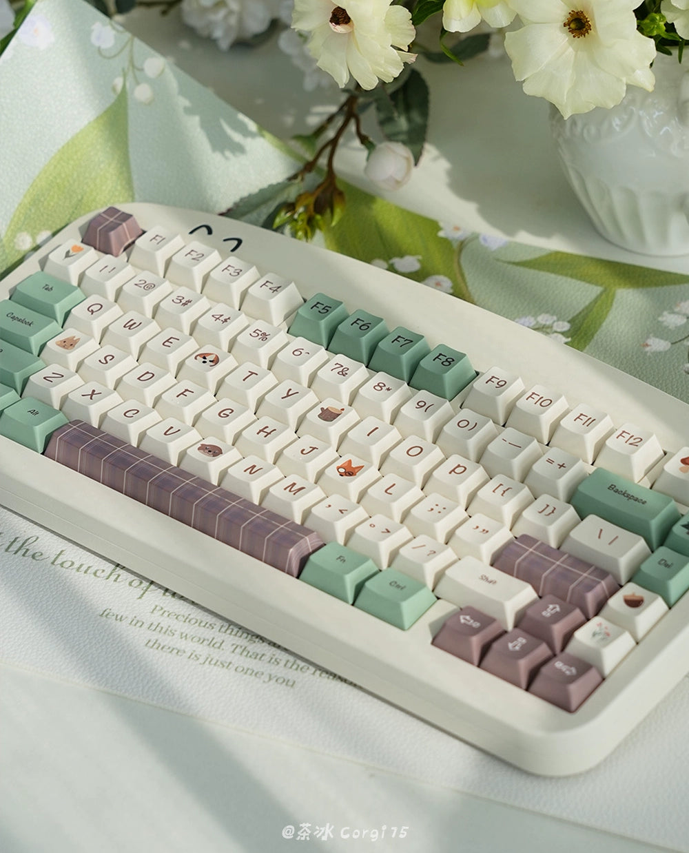 057 Forest Corner Mechanical Keyboard Cute Minimalist Keycap 143 Keys Cherry Profile Designed By Daydreamer