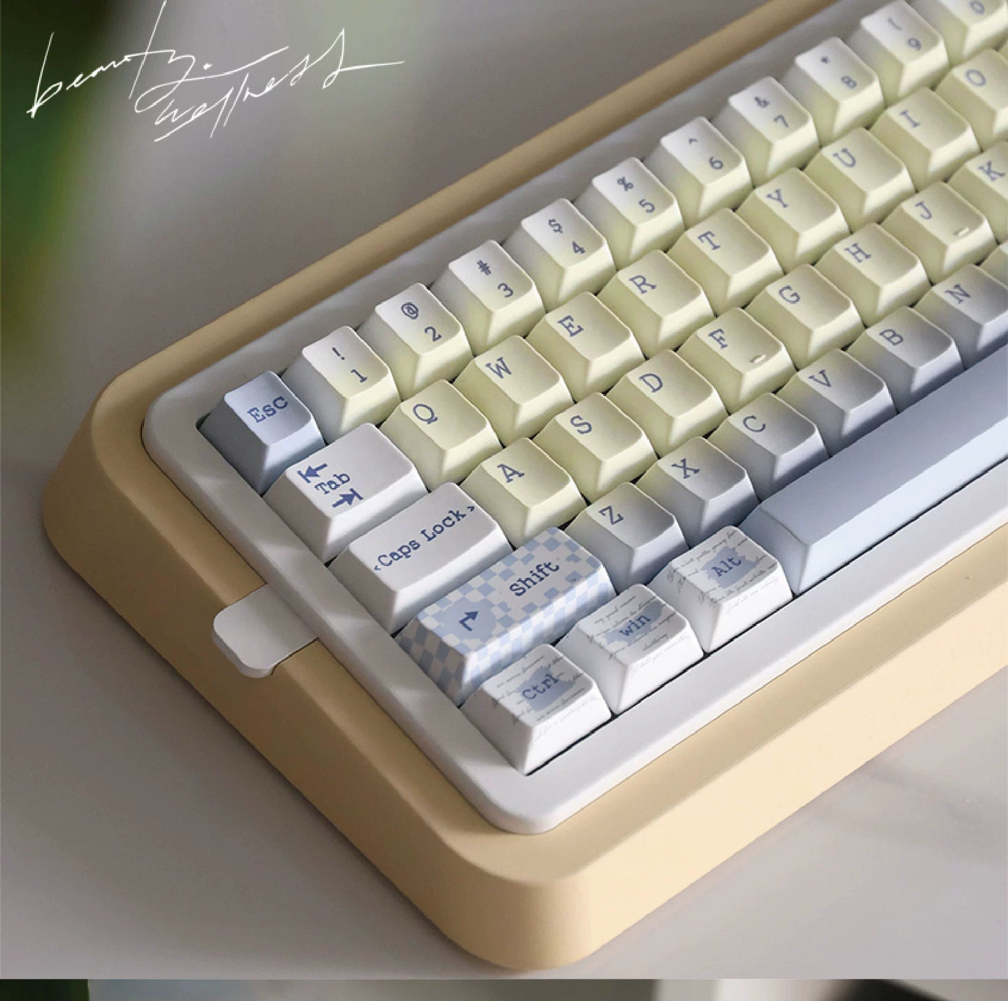 005 Psychics Light Blue Pastel Milk Yellow Gradient Keycap Cherry Profile