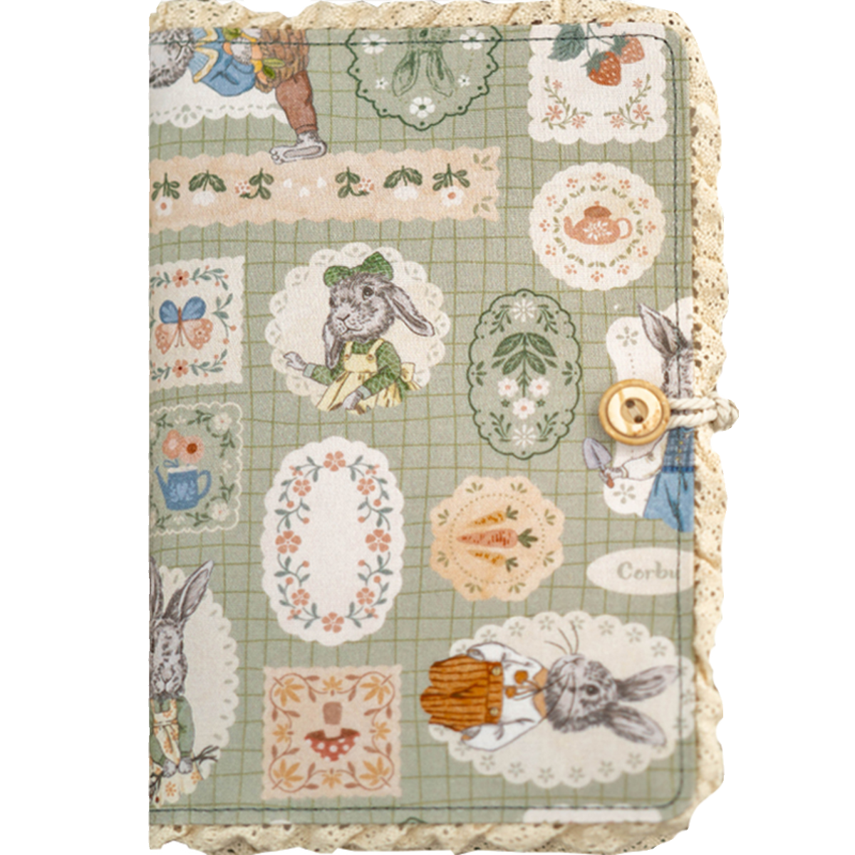 A5A6 loose-leaf garden flower lace pastel green princess rabbit small retro handbook scratch craft notebook