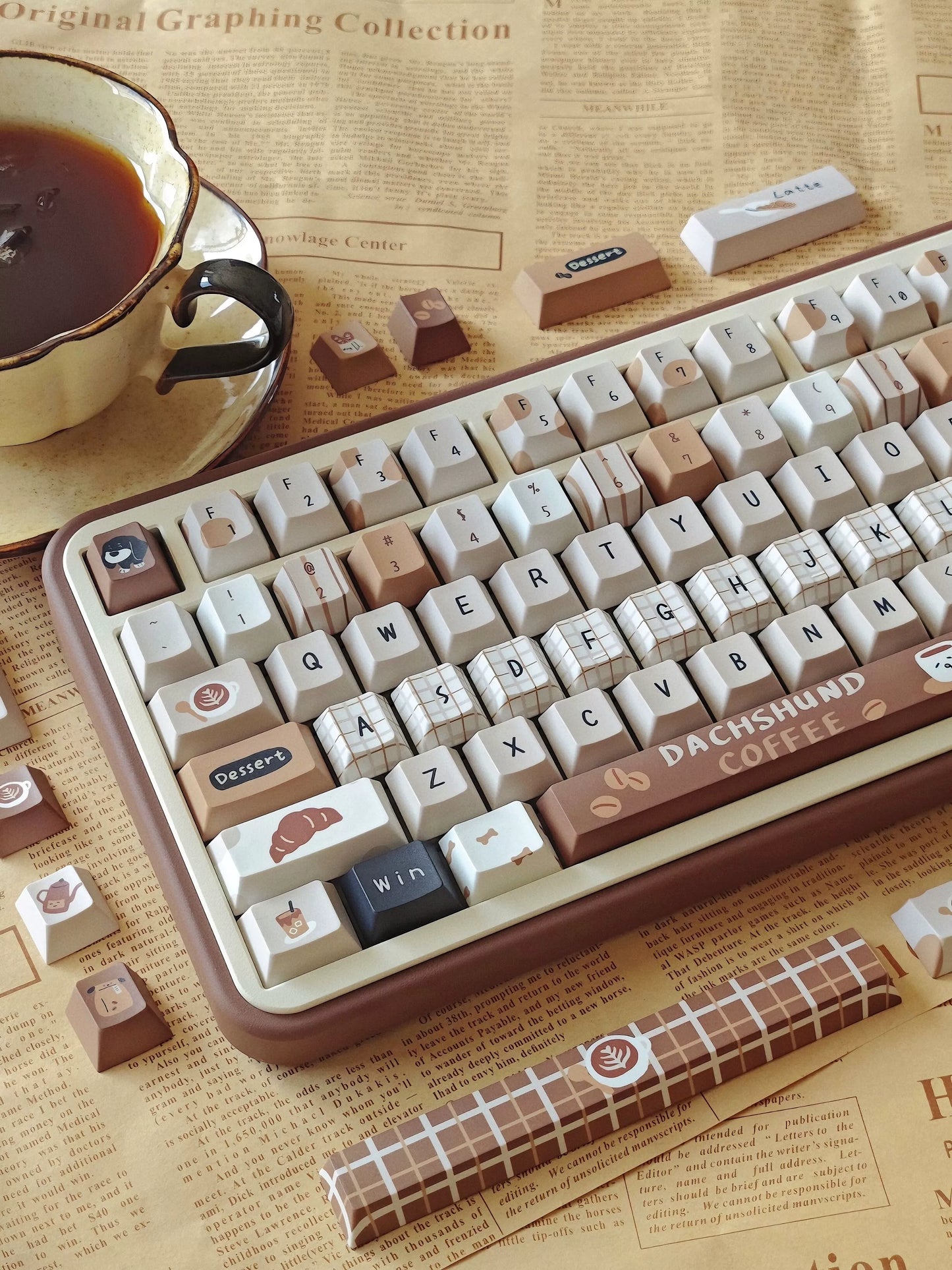#0239 Sausage Doggy Americano Coffee Autumn and Winter Latte Brown Keycap Cherry Profile Designed By Chocolate Chestnut
