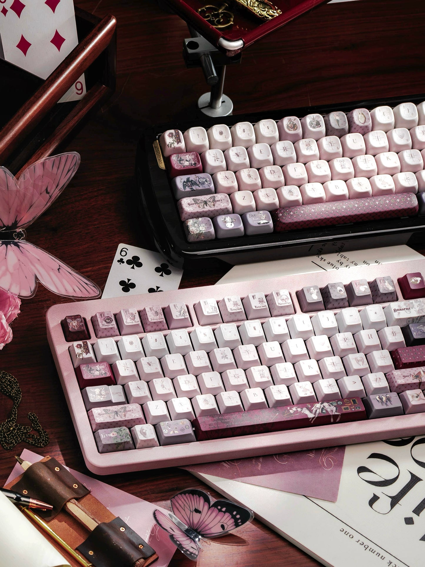 #0249 The Moth's Dream Keycaps Rose Red Grey Cherry /foa Profile (not including keyboard)