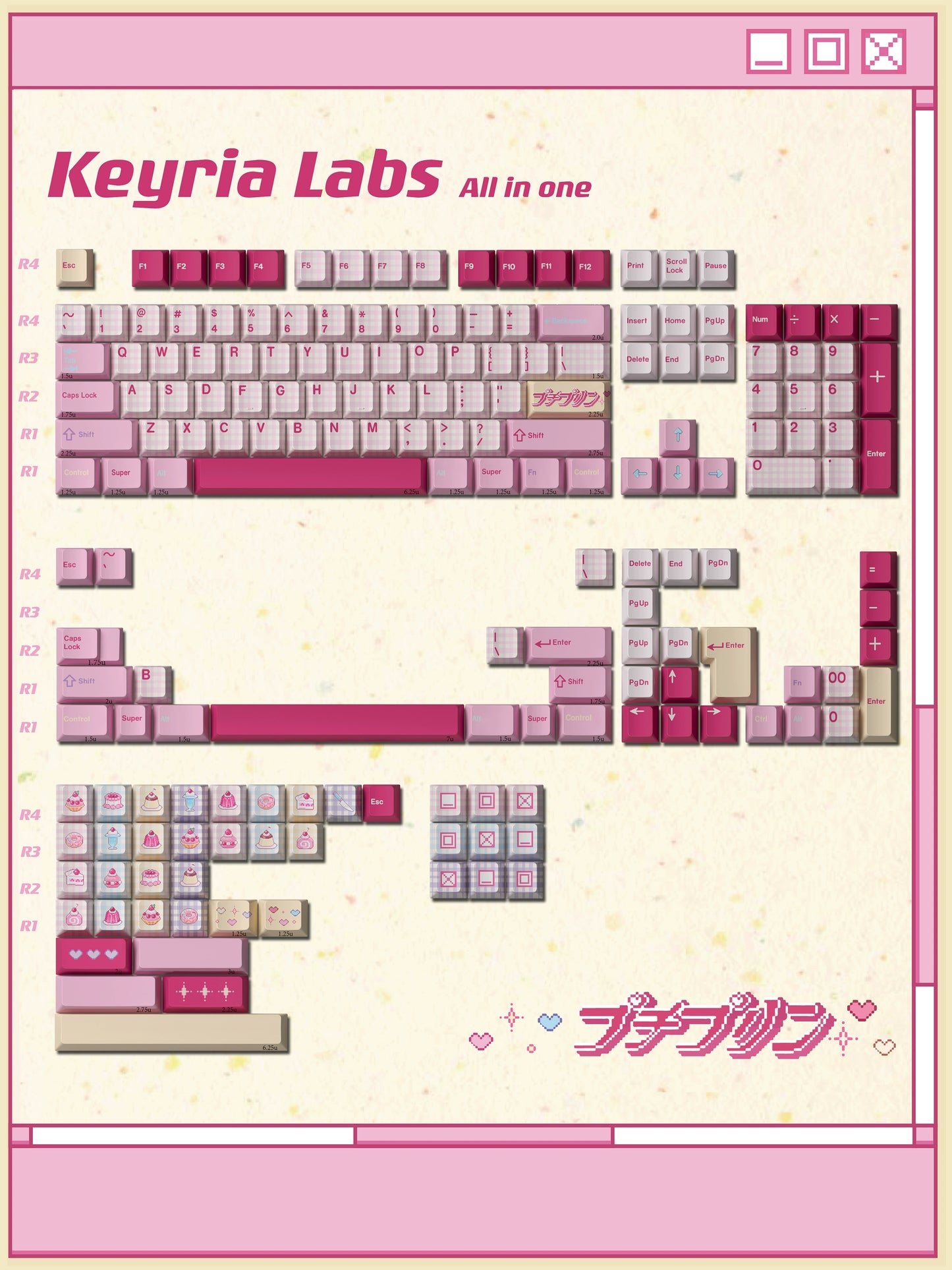 #0242 Showa Dessert Cream Soda Pastel Grid Keycaps Designed By Keyria Labs
