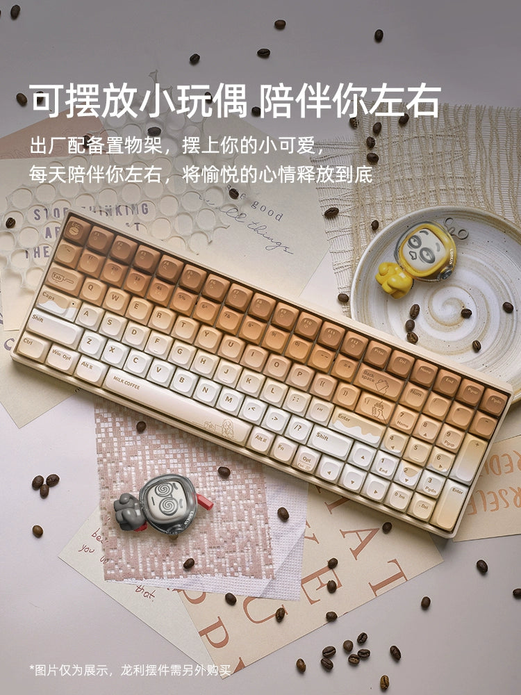 Creamy Thock Lofree milk coffee three-mode wireless Bluetooth mechanical keyboard, cute girl high-value keyboard