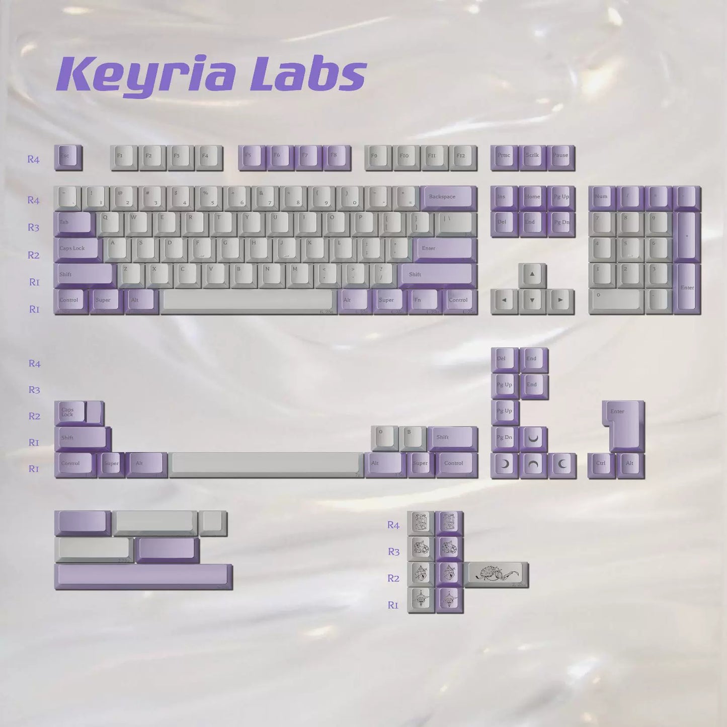 #0246 Pearl Tears Keycaps Cherry Profile Designed By Keyria Labs (not including keyboard)