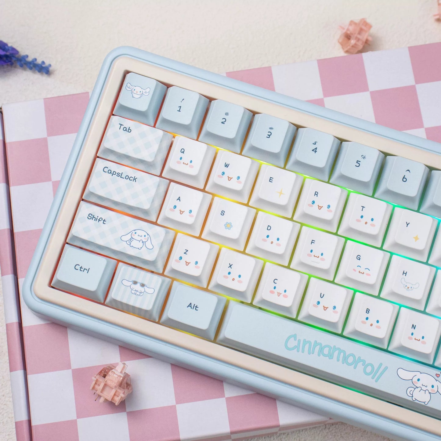 UR65 Blue/Pink/Red Mechanical Customized Keyboard (Tri-mode Gasket Hot Swap RGB Support QMK/VIA)