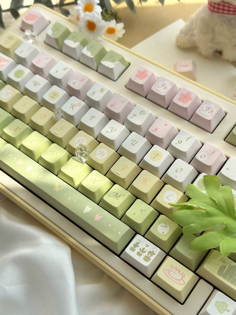 088 Spring Talks Light Pink Green Keycap Cherry Profile