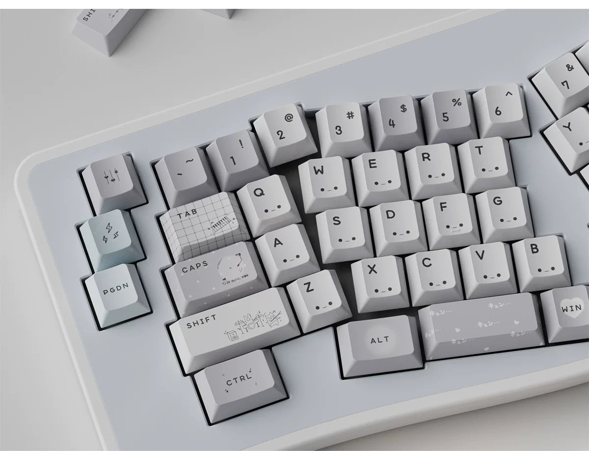 #0285 Gray Ins Kaomoji Cute Minimalist Keycap Cherry Profile Designed By Colakeycaps