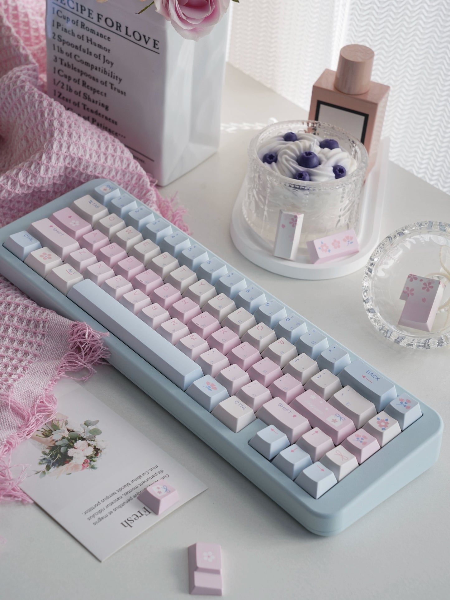 106 Love Air Pastel Pink Blue Keycap 143-key