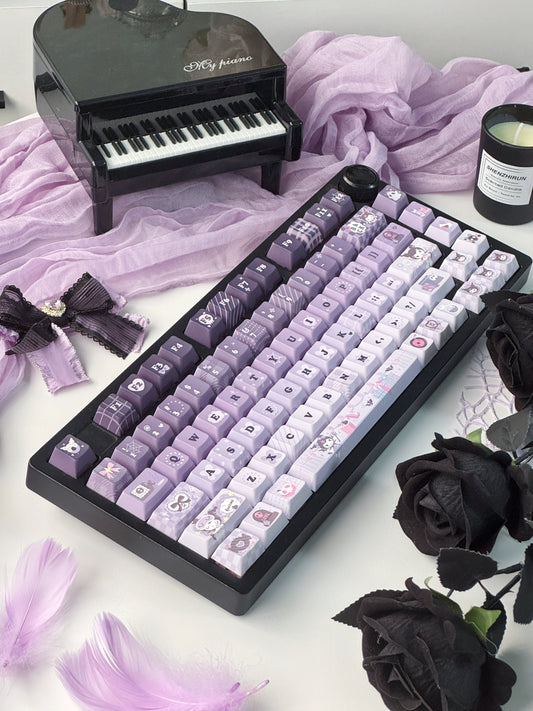 #0218 Kulomie Cute Black and Purple Keycap Cherry/SOA Profile (not including keyboard）